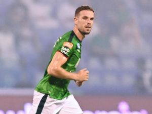 Ettifaq's English midfielder #10 Jordan Henderson during the Saudi Pro League football match between Al-Ettifaq and Al-Nassr at the Prince Mohamed bin Fahd Stadium in Dammam on August 14, 2023. (Photo by Ali Alhaji / AFP)