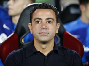 Barcelona's Spanish coach Xavi looks on before the start of the Spanish Liga football match between RCD Mallorca and FC Barcelona at the Mallorca Son Moix stadium in Palma de Mallorca on September 26, 2023. (Photo by JAIME REINA / AFP)