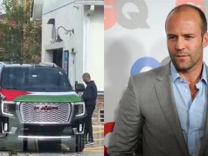 Filistin bayrağı taşıyan kamyonunu kullanan Jason Statham mı bu? (video)