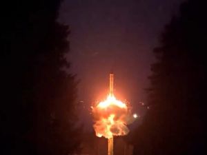 A still image from video, released by the defence ministry, shows a Yars intercontinental ballistic missile. (Twitter)