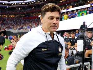 Mauricio Pochettino, Manager of Chelsea, reacts prior to the Premier League Summer Series match between Chelsea FC and Newcastle United at Mercedes-Benz Stadium on July 26, 2023 in Atlanta, Georgia. Kevin C. Cox/Getty Images for Premier League/AFP (Photo by Kevin C. Cox / GETTY IMAGES NORTH AMERICA / Getty Images via AFP)