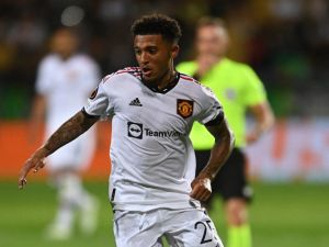 Manchester United's English striker Jadon Sancho controls the ball during the UEFA Europa League group E football match between Sheriff and Manchester United at Zimbru stadium in Chisinau on September 15, 2022. (Photo by Daniel MIHAILESCU / AFP)