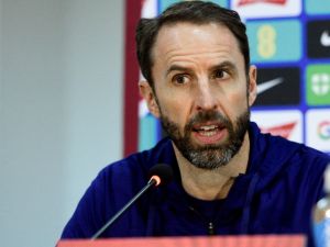 England's manager Gareth Southgate attends a press conference ahead of the UEFA EURO 2024 Group C qualification match between North Macedonia and England in Skopje, on November 19, 2023. (Photo by Robert ATANASOVSKI / AFP)