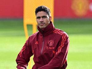 Manchester United's French defender #19 Raphael Varane attends a training session at the Carrington Training Complex in Manchester, north-west England on November 7, 2023 on the eve of their UEFA Champions League Group A football match away against FC Copenhagen. (Photo by Paul ELLIS / AFP)