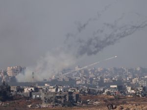 rocket being fired from inside Gaza