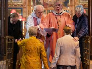 Catherine Bond (left) and Jane Pearce (right) were blessed at St John the Baptist church in Felixstowe after permission was granted by the House of Bishops. (PA Media)