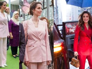 الأميرة رجوة بنفس بدلة حماتها الملكة رانيا من جابرييلا هيرست في سنغافورة