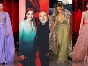 جينيفر لوبيز وأمينة خليل في الصف الأول في عرض إيلي صعب للأزياء الراقية لصيف 2024