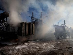 a blaze at a power station