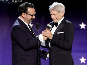 Harrison Ford chokes up while being awarded with Career Achievement Award at Critics Choice Awards 2024. (Getty/ AFP)