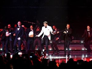 Justin Timberlake performs onstage during the Fontainebleau Las Vegas Star-Studded Grand Opening Celebration on December 13, 2023 in Las Vegas, Nevada. (Bryan Steffy/AFP)