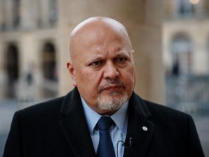 International Criminal Court Prosecutor Karim Khan poses during an interview with AFP at the Cour d'Honneur of the Palais Royal in Paris on February 7, 2024. 