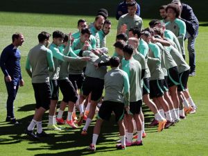 جانب من تدريبات أتلتيكو مدريد التحضيرية للقاء (Photo by Thomas COEX / AFP)