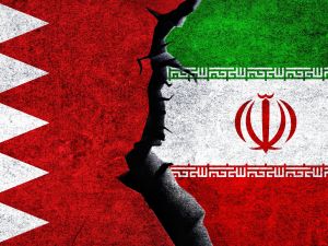 Iran and Bahrain flags