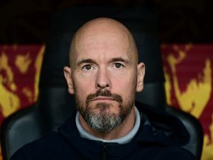 Manchester United's Dutch manager Erik ten Hag looks on ahead of the UEFA Champions League 1st round, day 5, Group A football match between Galatasaray and Manchester United at Ali Sami Yen Spor Kompleksi in Istanbul, on November 29, 2023. (Photo by Yasin Akgul / AFP)