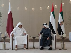  أمير قطر الشيخ تميم بن حمد آل ثاني، ورئيس الإمارات الشيخ محمد بن زايد آل نهيان