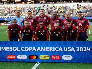 Players of Costa Rica pose for a team photo during the CONMEBOL Copa America 2024 Group D match between Brazil and Costa Rica at SoFi Stadium on June 24, 2024 in Inglewood, California. Kevork Djansezian/Getty Images/AFP (Photo by KEVORK DJANSEZIAN / GETTY IMAGES NORTH AMERICA / Getty Images via AFP)