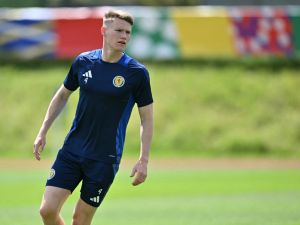 Scotland's midfielder #04 Scott McTominay attends a MD-1 training session on the eve of their UEFA Euro 2024 Group A football match against Hungary, at the team's base camp in Garmisch-Partenkirchen, on June 22, 2024. (Photo by MIGUEL MEDINA / AFP) Scotland's midfielder #04 Scott McTominay attends a MD-1 training session on the eve of their UEFA Euro 2024 Group A football match against Hungary, at the team's base camp in Garmisch-Partenkirchen, on June 22, 2024. (Photo by MIGUEL MEDINA / AFP)
