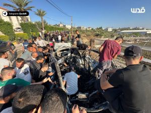 خمسة فلسطينيين استشهدوا جراء قصف طائرة مسيرة إسرائيلية للمركبة الفلسطينية قرب قرية زيتا.