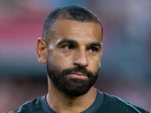 Mohamed Salah #11 of Liverpool looks on during their pre-season friendly match against Manchester United at Williams-Brice Stadium on August 03, 2024 in Columbia, South Carolina. Jacob Kupferman/Getty Images/AFP (Photo by Jacob Kupferman / GETTY IMAGES NORTH AMERICA / Getty Images via AFP)