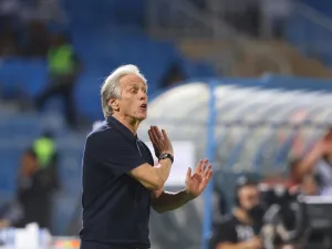 Hilal's Portuguese coach Jorge Jesus gestures from the sideline during the Saudi Pro League football match between Al-Hilal and al-Riyadh at the Prince Faisal bin Fahd Sports City in Riyadh on September 14, 2024. (Photo by Fayez NURELDINE / AFP)