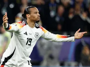 Germany's midfielder #19 Leroy Sane reacts during the UEFA Euro 2024 round of 16 football match between Germany and Denmark at the BVB Stadion Dortmund in Dortmund on June 29, 2024. (Photo by KENZO TRIBOUILLARD / AFP)