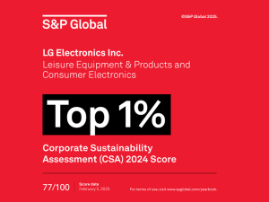 إل جي تحصل على تصنيف "أفضل 1%" في مجال الاستدامة ضمن تقييم S&P Global للعام الثاني على التوالي