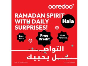  40 يومًا و40 مفاجأة ... و100% سعادة! تستقبل Ooredoo الشهر الفضيل بروح العطاء، مع عروض Ooredoo اليومية والتي تعود من جديد لتمنح عملاء باقات هلا للدفع المسبق 40 يومًا من الهدايا والمفاجآت المجانية! فعلى مدار شهر رمضان المبارك وعيد الفطر السعيد، سيكون بإمكانهم الاستمتاع بمكافآت يومية حصرية تزيد من متعة التواصل وتضفي مزيدًا من البهجة على أيامهم.   رمضان هو وقت التواصل ومشاركة أحلى اللحظات مع أحبائنا، وعروض Ooredoo اليومية ستجعل كل ذلك أسهل من أي وقت مضى، حيث تمكن العملاء من الاستمتاع يوميًا بمفاجآت رائعة، تشمل