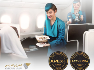 Oman Air Honoured with Two APEX 2025 Awards for Best Food & Beverage and Best Cabin Service in the Middle East