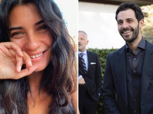 Actress Tuba Büyüküstün and Turkish businessman Hakan Sabancı. (Instagram photos) Tuba Büyüküstün