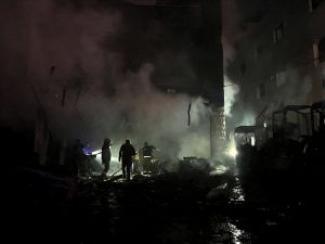 Firefighters douse the flames at the site of an overnight Israeli strike in Al-Msayleh area in southern Lebanon on October 11, 2025. AFP Israeli airstrikes hit southern Lebanon amid ongoing ceasefire violations