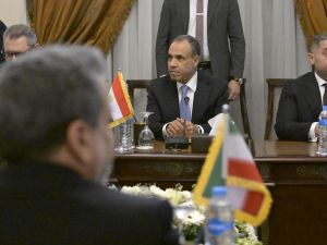 Egypt's Foreign Minister Badr Abdelatty (2nd-R) meets with his counterpart from Iran Abbas Araghchi (L) in Cairo on October 17, 2024. (Photo by Khaled DESOUKI / AFP) Hamas refuses to attend Gaza peace agreement signing in Egypt