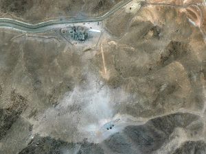 This handout satellite image provided by Maxar Technologies and dated June 27, 2025, shows vehicles at the Fordow Fuel Enrichment Plant (FFEP) one week after US strikes on three Iranian nuclear sites early on June 22. Iran on June 26 denied it is set to resume nuclear talks with the United States after the end of a 12-day war with Israel, and accused Washington of exaggerating the impact of US strikes. (Photo by Satellite image ©2025 Maxar Technologies / AFP) Tehran defies the west: Iran ends a decade of nuclear constraints