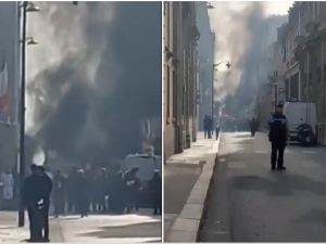 Van caught fire and explodes in Paris, France