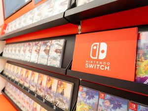 Bangkok Thailand DEC 6 2024: Nintendo Switch logo. Nintendo Switch Sign in a Gaming Store. (Shutterstock) Nintendo