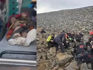 إنقاذ الطفل الذي كان مدفوناً تحت حجارة