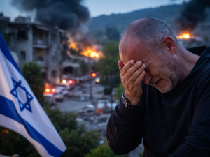 رئيس مستوطنة يبكي دمار كريات شيمونا