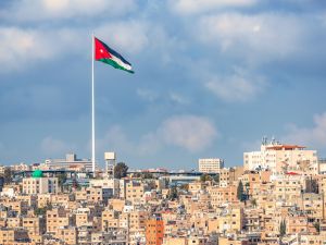 Flag of Jordan in capital Amman