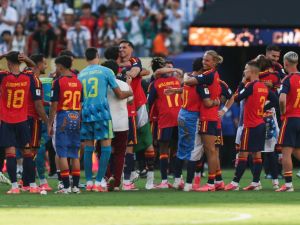 فرحة منتخب إسبانيا بالفوز بلقب كأس العالم 2026