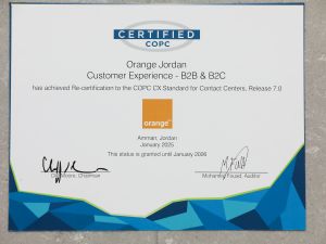 Orange Jordan Leads Highest Standards of Customer Service with COPC Certification Renewal for the Seventh Consecutive Year
