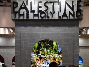 A view of the Palestine stand is pictured at the International Tourism Trade Fair (ITB, Internationale Tourismusboerse) in Berlin during the fair's opening day on Mar. 7, 2018. The business platform for global touristic offers is running from Mar. 7 to 11, 2018.
(John MACDOUGALL / AFP) A view of the Palestine stand is pictured at the International Tourism Trade Fair (ITB, Internationale Tourismusboerse) in Berlin during the fair's opening day on Mar. 7, 2018. The business platform for global touristic offers is running from Mar. 7 to 11, 2018.
(John MACDOUGALL / AFP)