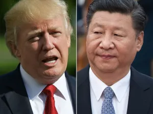 (COMBINED) This combination of file photos on Sep.18, 2017 shows U.S. President Donald Trump speaking about Hurricane Irma upon in Washington, DC on Sep.10, 2017 and taken on Sep.13, 2017 showing Chinese President Xi Jinping during a welcome ceremony outside the Great Hall of the People welcoming Sultan of Brunei Hassanal Bolkiah (not seen) in Beijing. (MANDEL NGAN, NICOLAS ASFOURI / AFP)