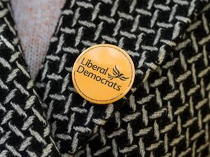 A Liberal Democrats pin badge worn by Mary D'Albert, a Liberal Democrats councillor (AFP/File Photo)