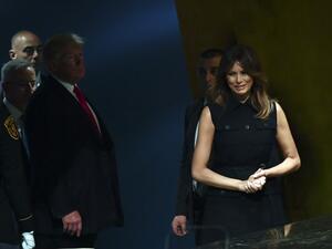 US First Lady Melania Trump arrives with US President Donald Trump as they attend the General Debate of the 73rd session of the General Assembly at the United Nations on September 25, 2018 in New York. 
Nicholas Kamm / AFP