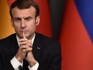 French President Emmanuel Macron, attends a conference during a summit called to attempt to find a lasting political solution to the civil war in Syria  (AFP)