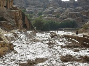 This picture taken on November 9, 2018, in Petra, western Jordan, shows the effects of the flash floods (AFP)