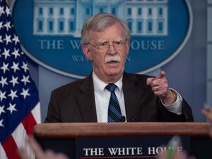 US National Security Advisor John Bolton speaks at a press briefing at the White House in Washington, DC. (AFP/File)