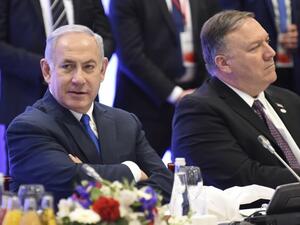 Israel's Prime Minister Benjamin Netanyahu (L) and US Secretary of State Mike Pompeo attend the conference on Peace and Security in the Middle East in Warsaw, on February 14, 2019. 
Janek SKARZYNSKI / AFP