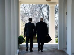 Brazil's President Jair Bolsonaro and US President Donald Trump leave after a press conference in the Rose Garden of the White House March 19, 2019 in Washington, DC. (Brendan Smialowski / AFP)