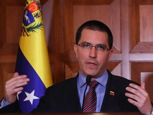 Venezuelan Foreign Minister Jorge Arreaza speaks during a joint press conference. (Adem ALTAN / AFP)